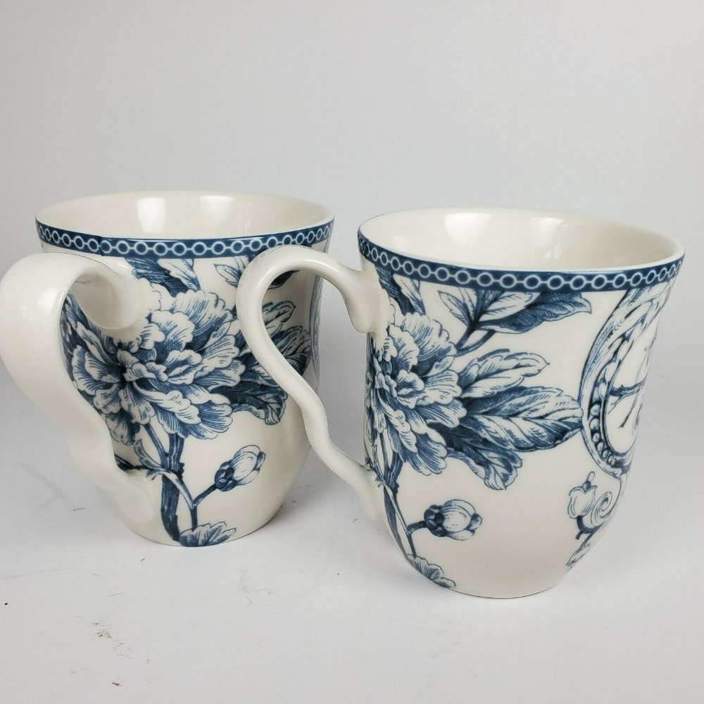 222 Fifth Adelaide Blue and White set of 2 Mugs